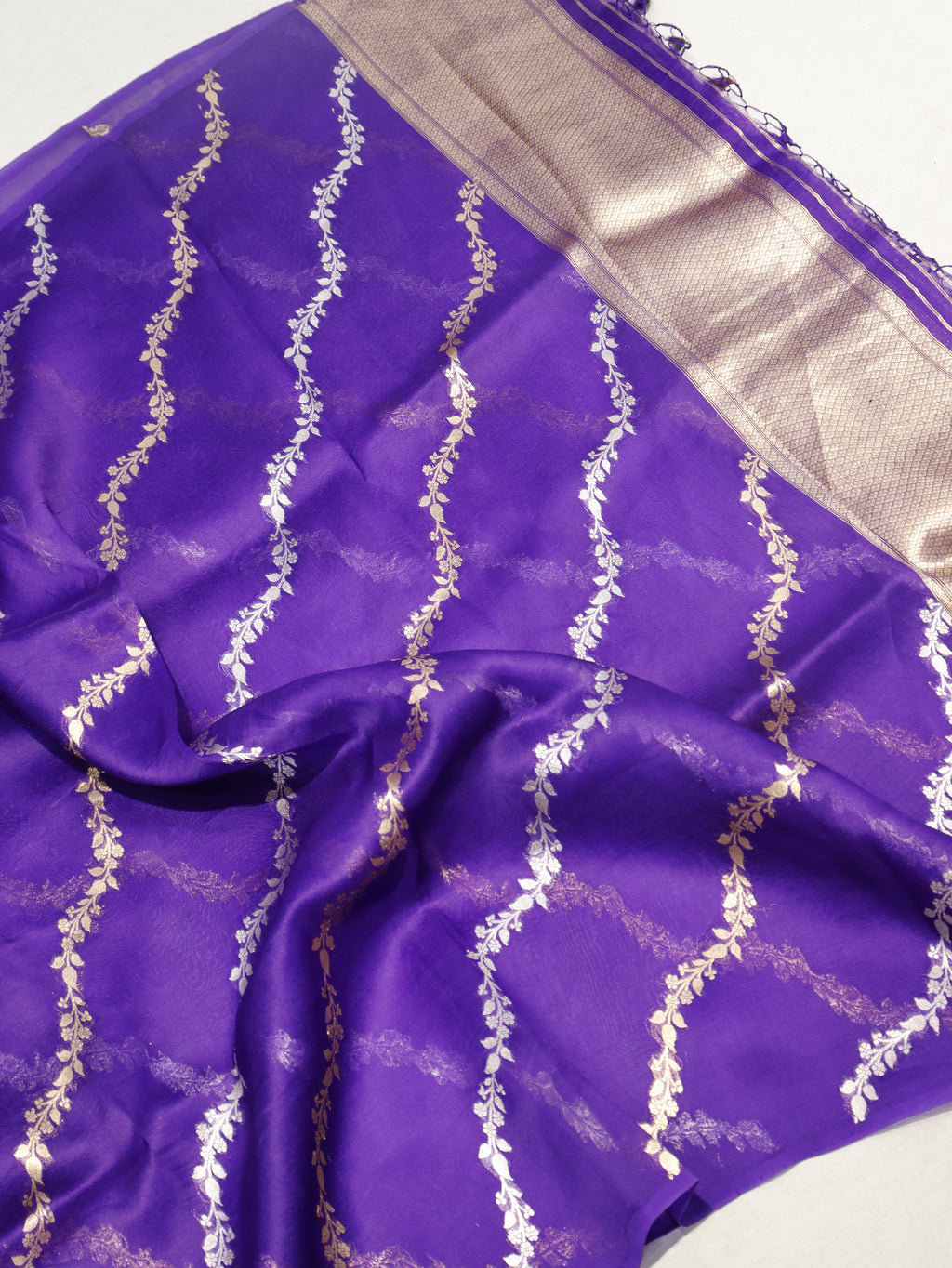 Handloom Pure Tussar Silk Suit - Purple