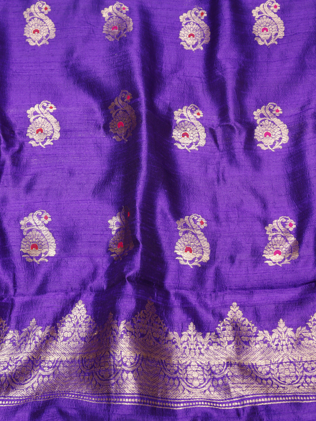 Handloom Pure Tussar Silk Suit - Purple
