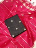 Handloom Pure Tussar Silk Suit - Black