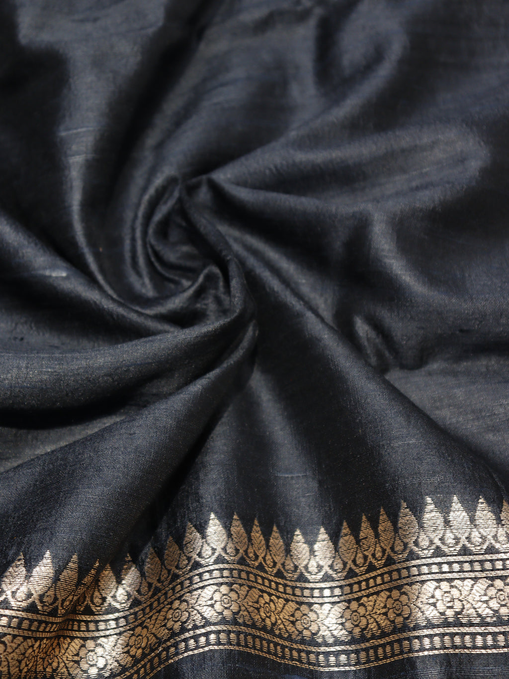 Handloom Pure Tussar Silk Suit - Black