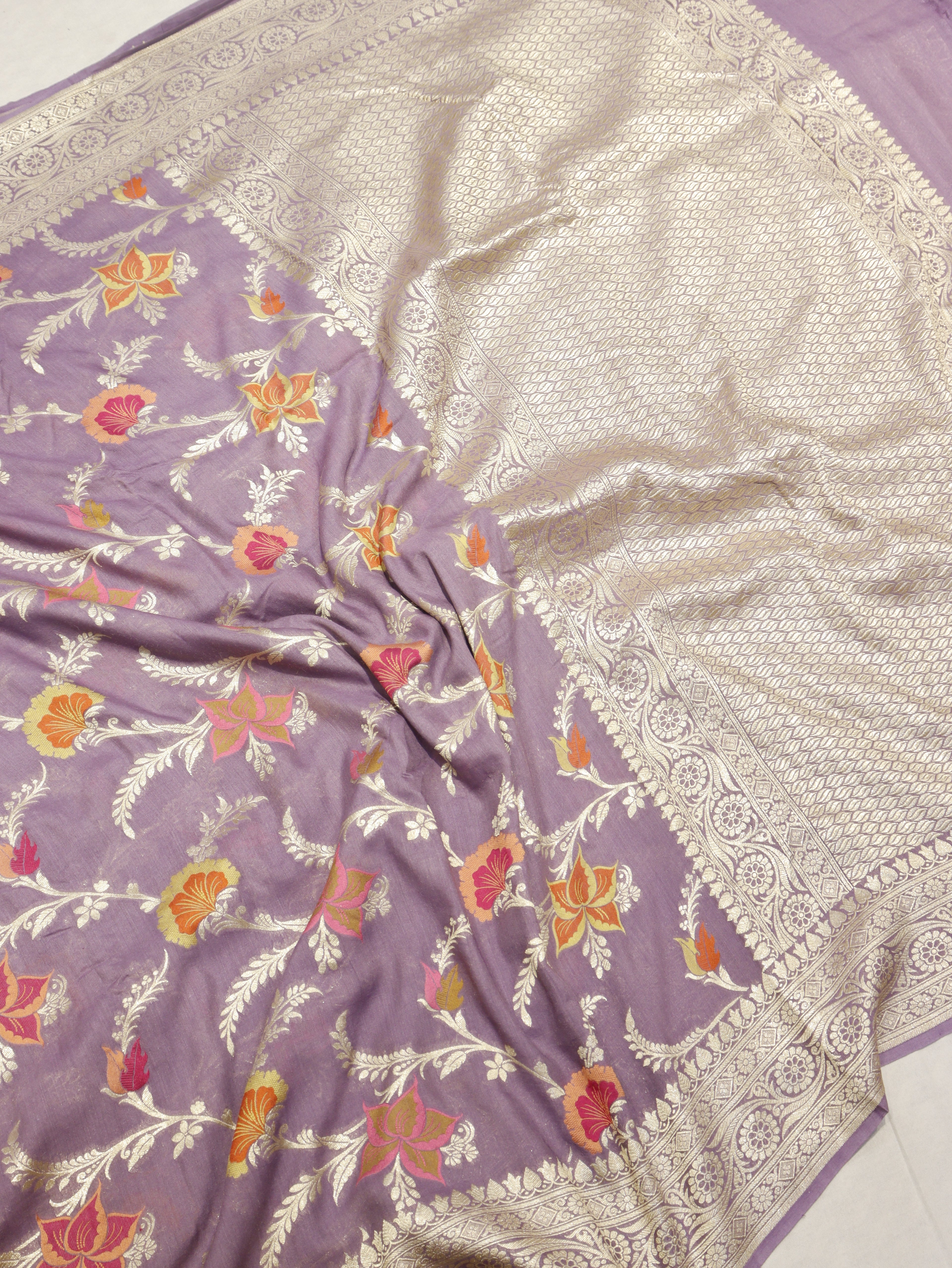 Banarasi Pure Moonga Silk Saree – Muted Purple