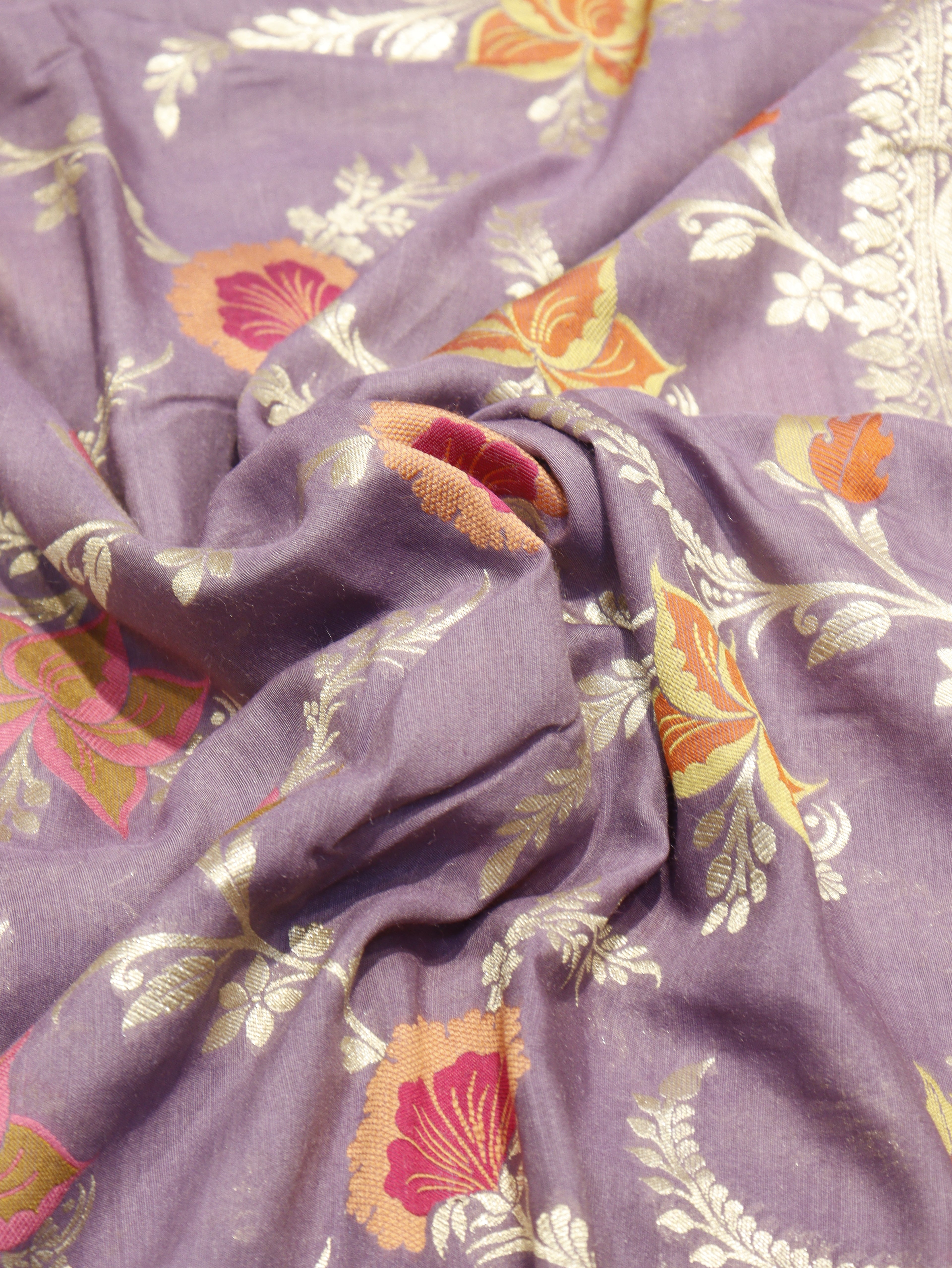 Banarasi Pure Moonga Silk Saree – Muted Purple