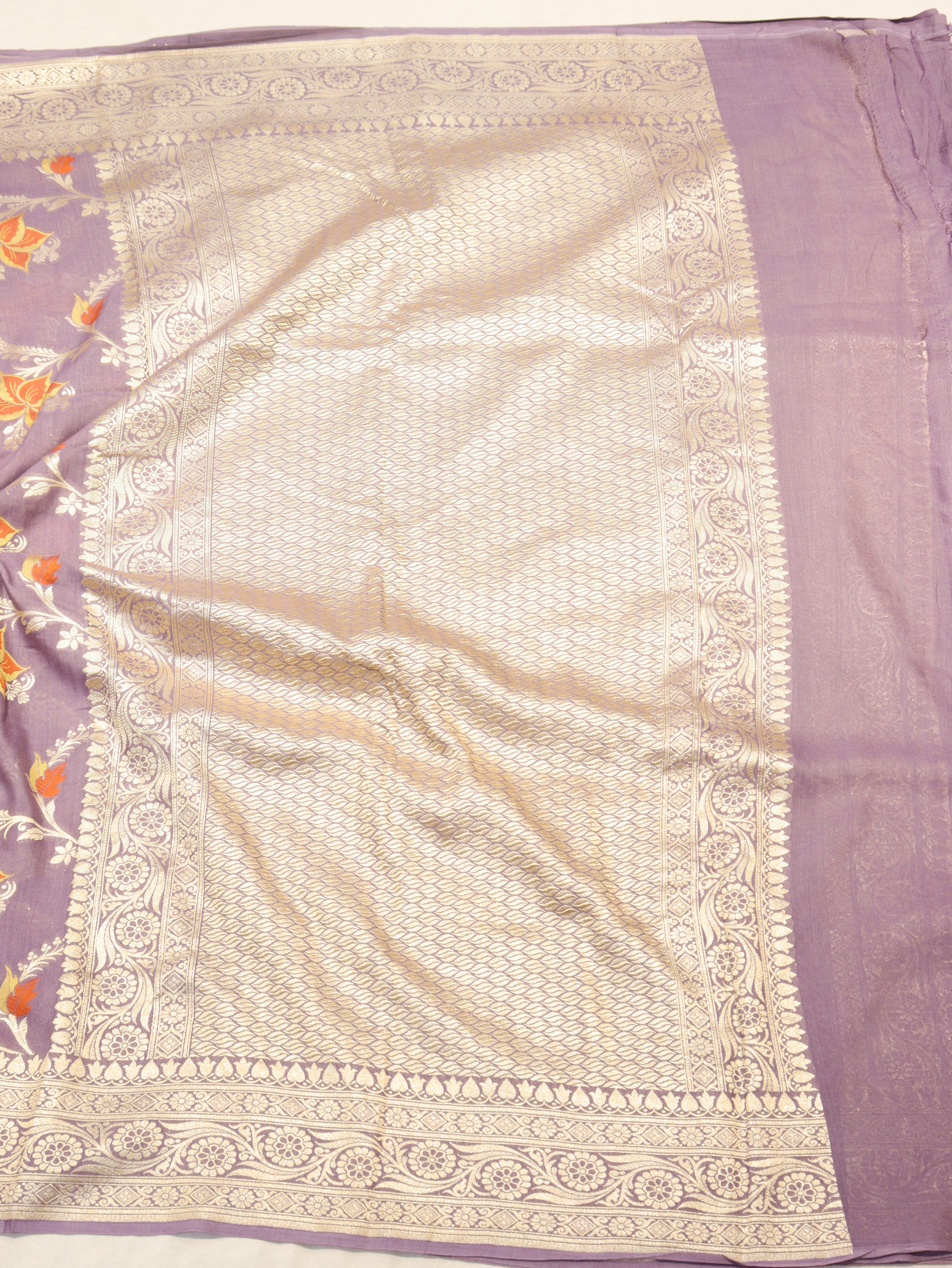 Banarasi Pure Moonga Silk Saree – Muted Purple