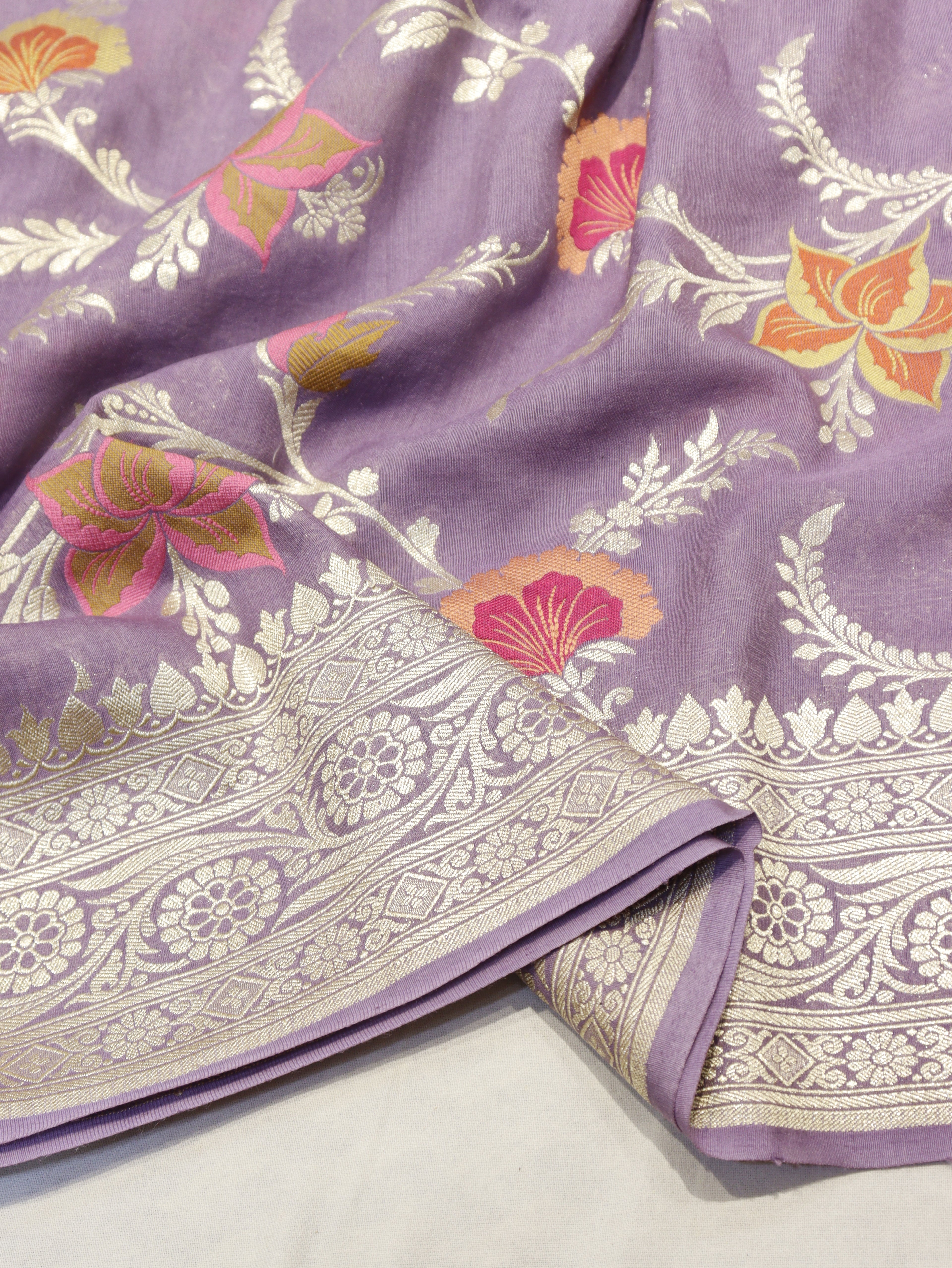 Banarasi Pure Moonga Silk Saree – Muted Purple