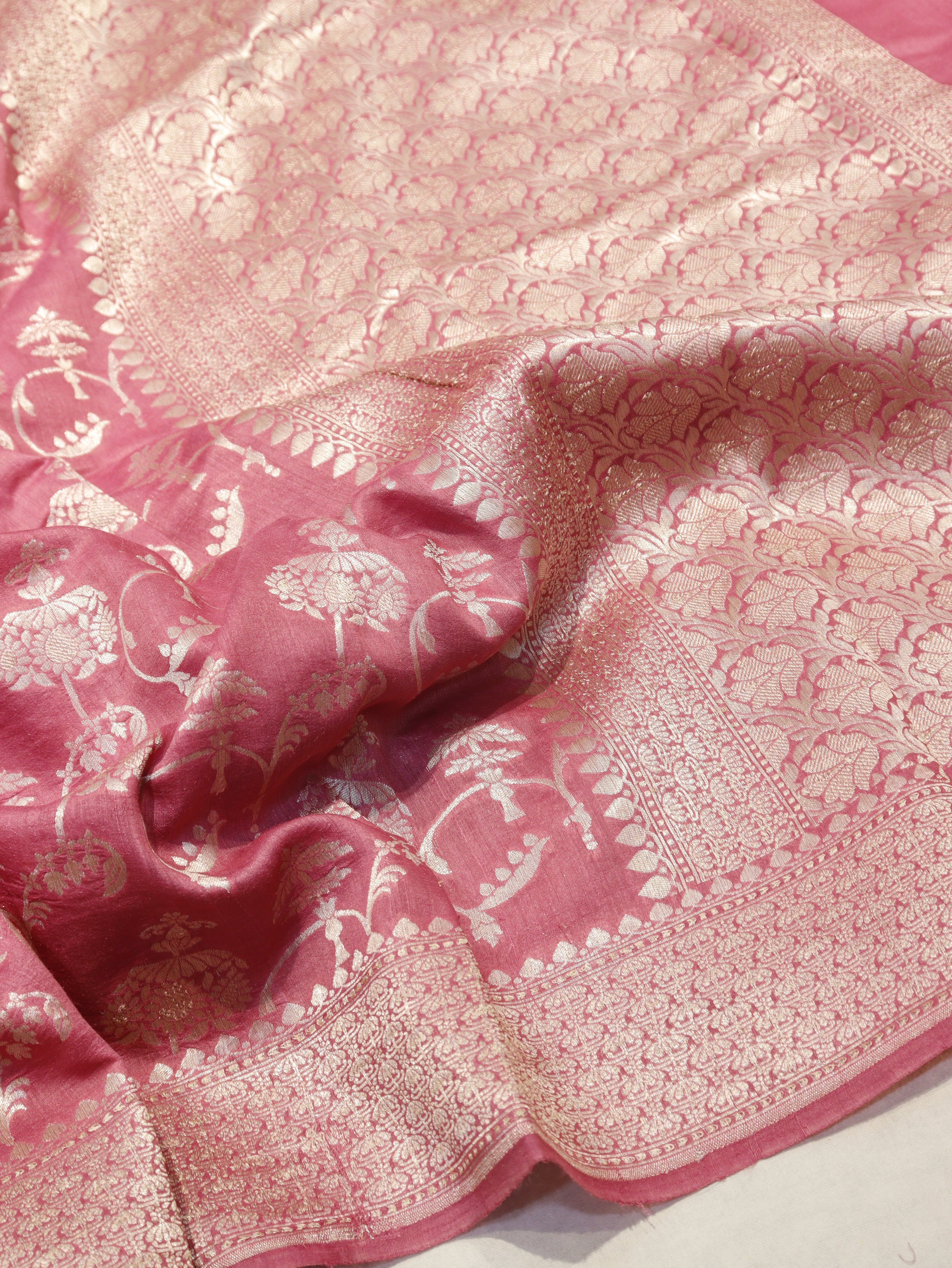 Banarasi Pure Moonga Silk Saree – Pink