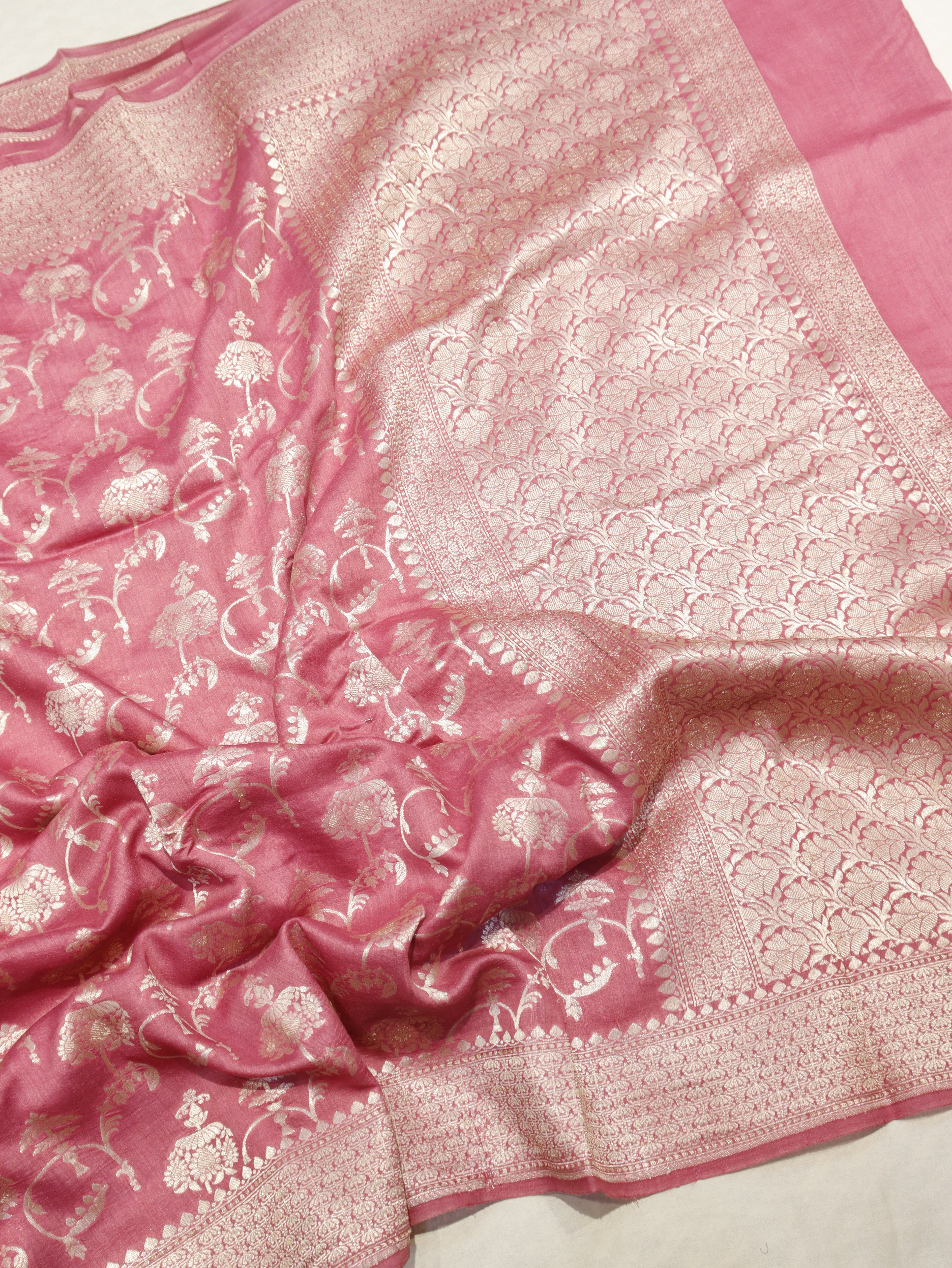Banarasi Pure Moonga Silk Saree – Pink