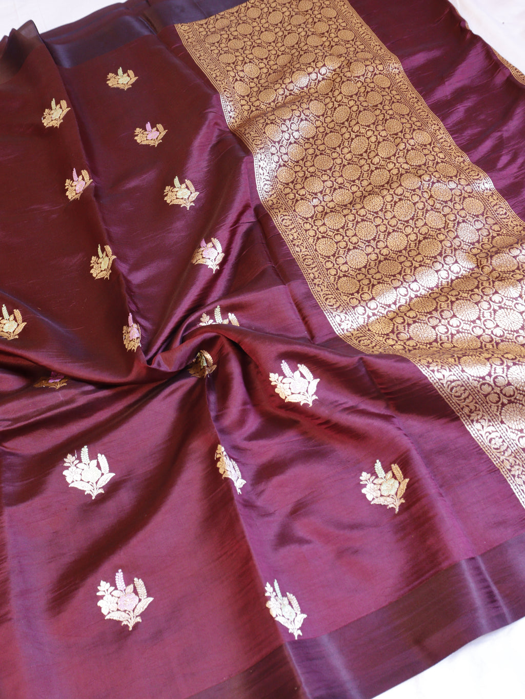 Banarasi Soft Katan Silk Handloom Saree – Chocolate Brown