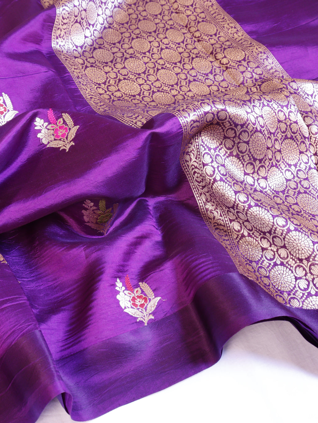 Pre-Order : Banarasi Soft Katan Silk Handloom Saree – Purple