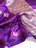 Pre-Order : Banarasi Soft Katan Silk Handloom Saree – Purple