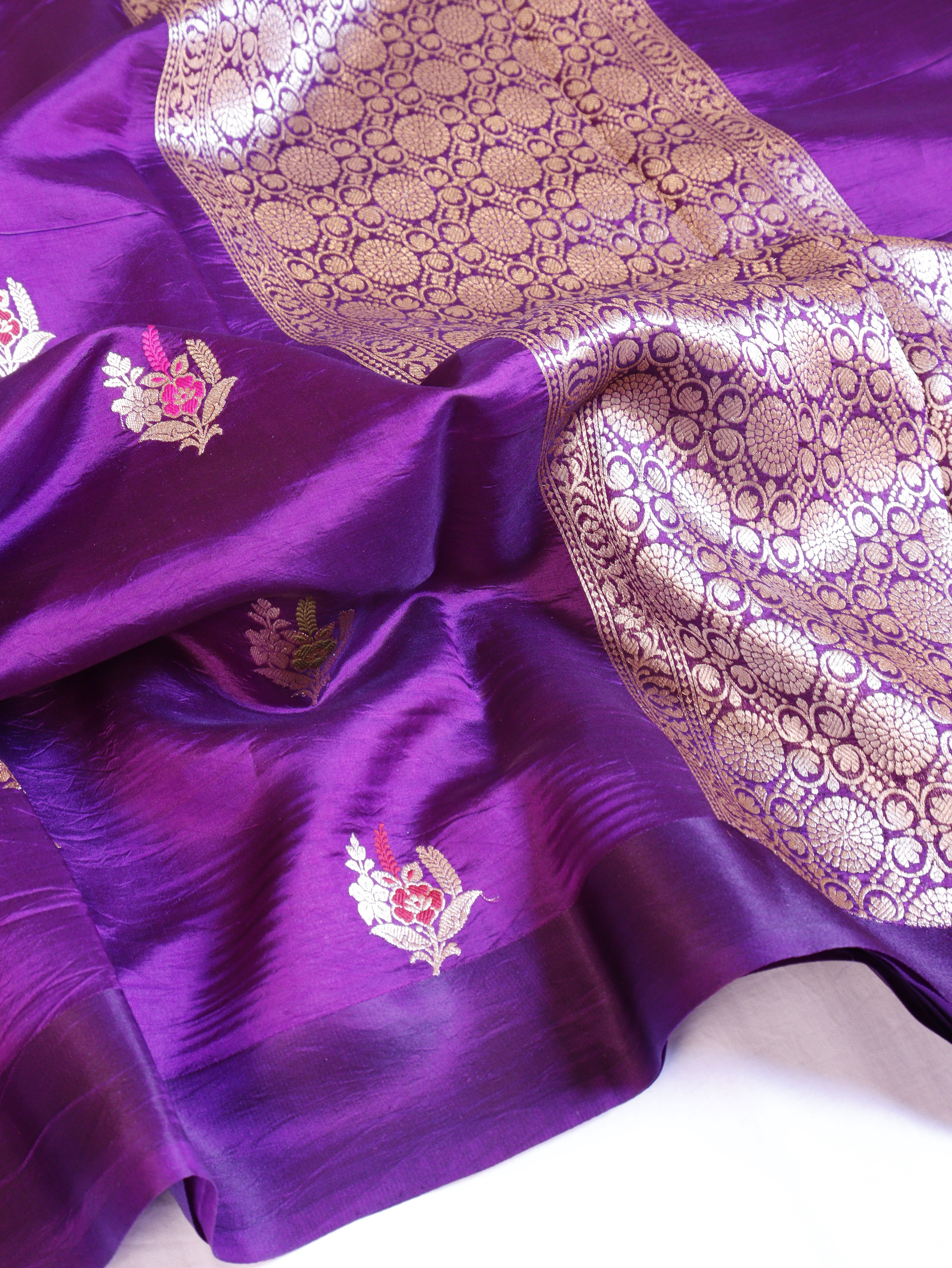 Banarasi Soft Katan Silk Handloom Saree – Purple