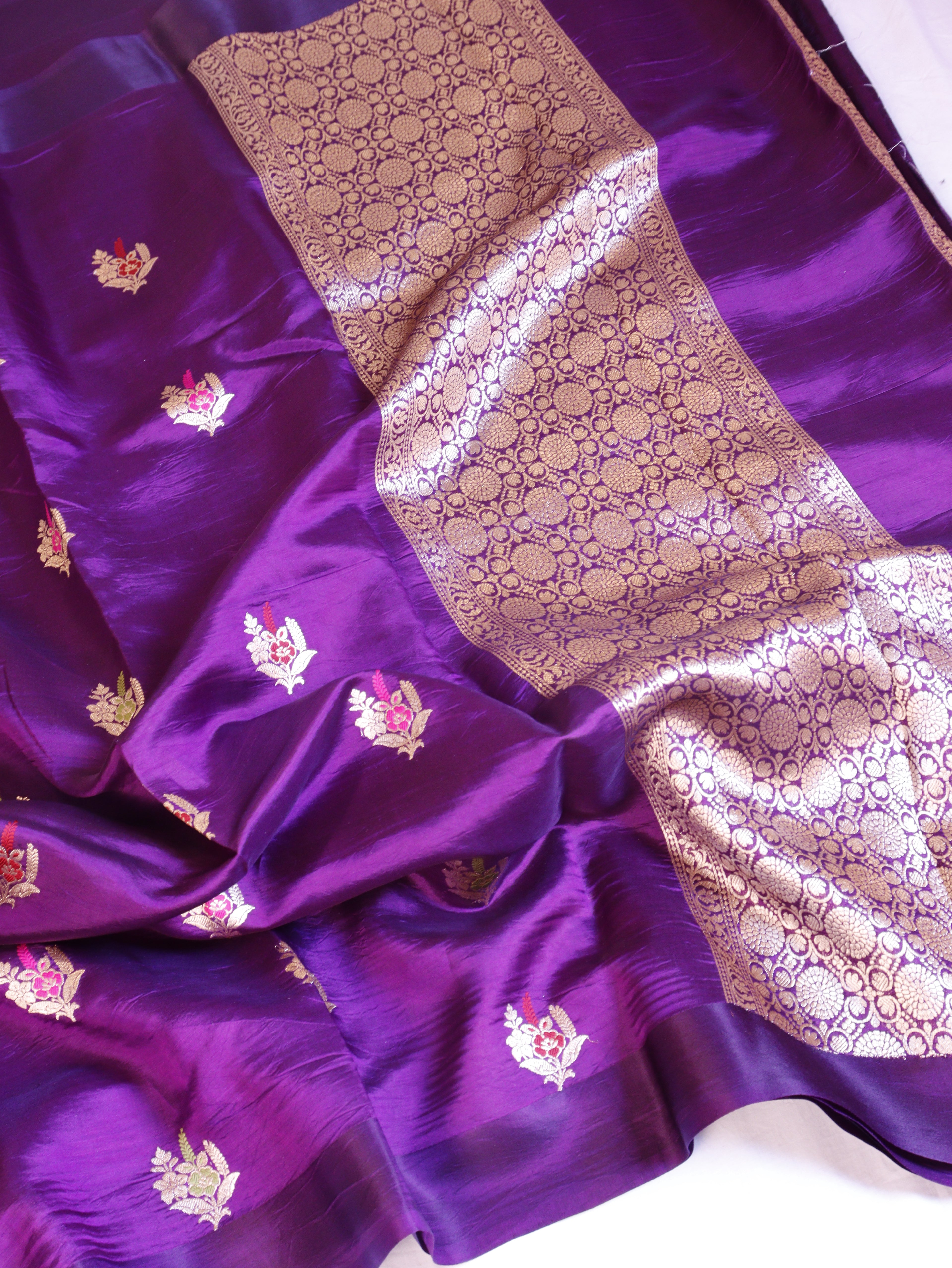 Banarasi Soft Katan Silk Handloom Saree – Purple