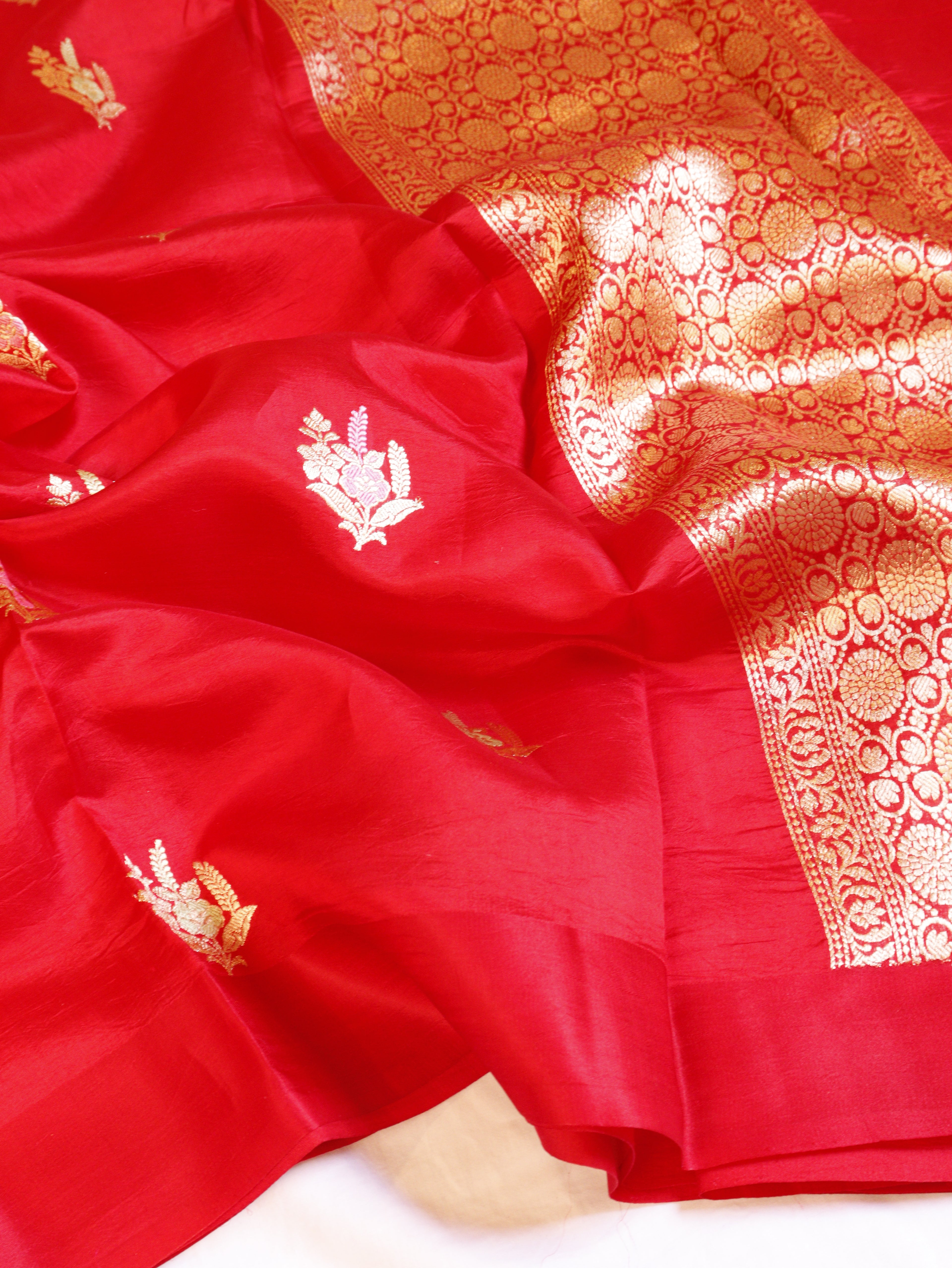 Banarasi Soft Katan Silk Handloom Saree – Red