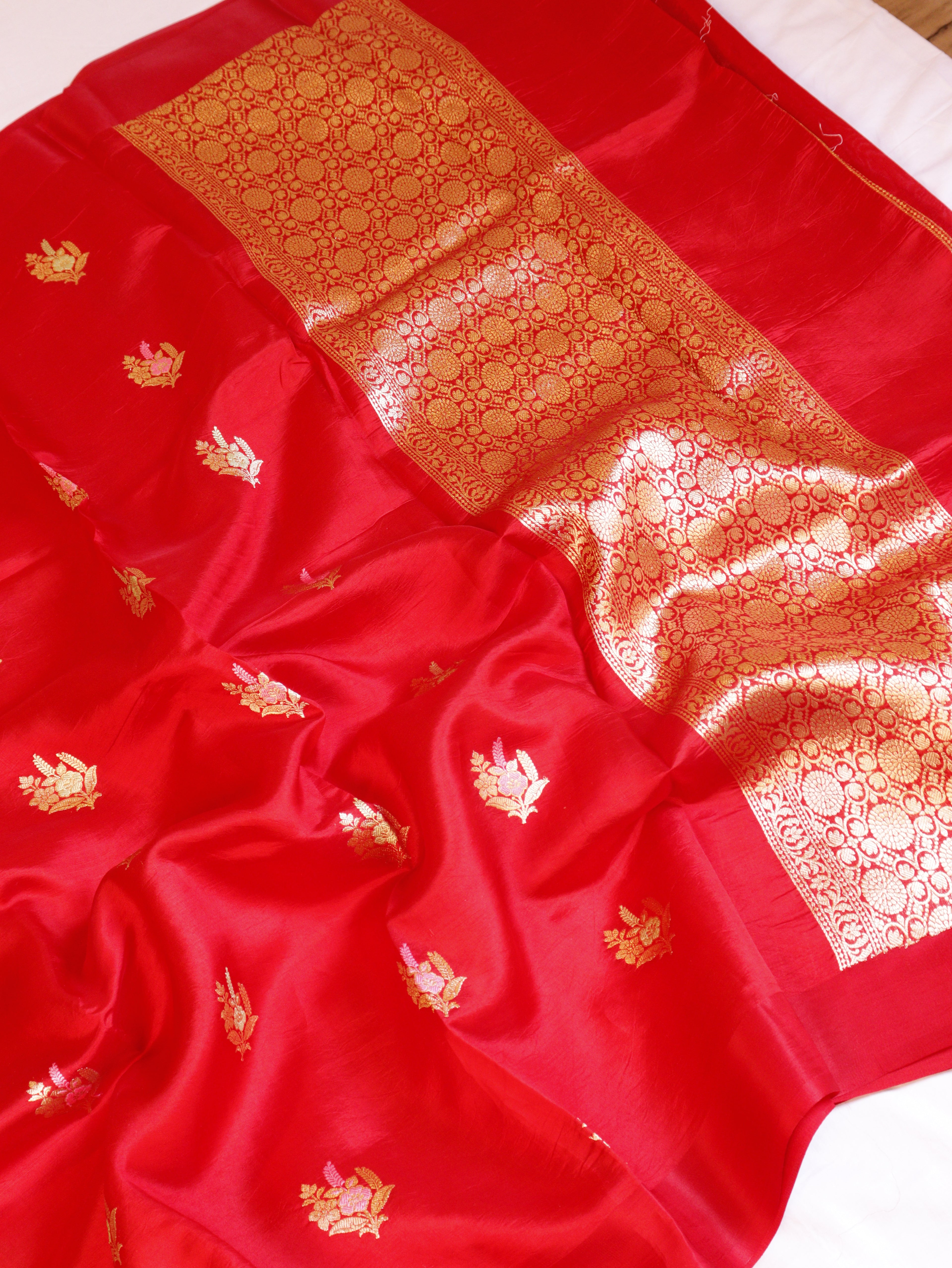 Banarasi Soft Katan Silk Handloom Saree – Red