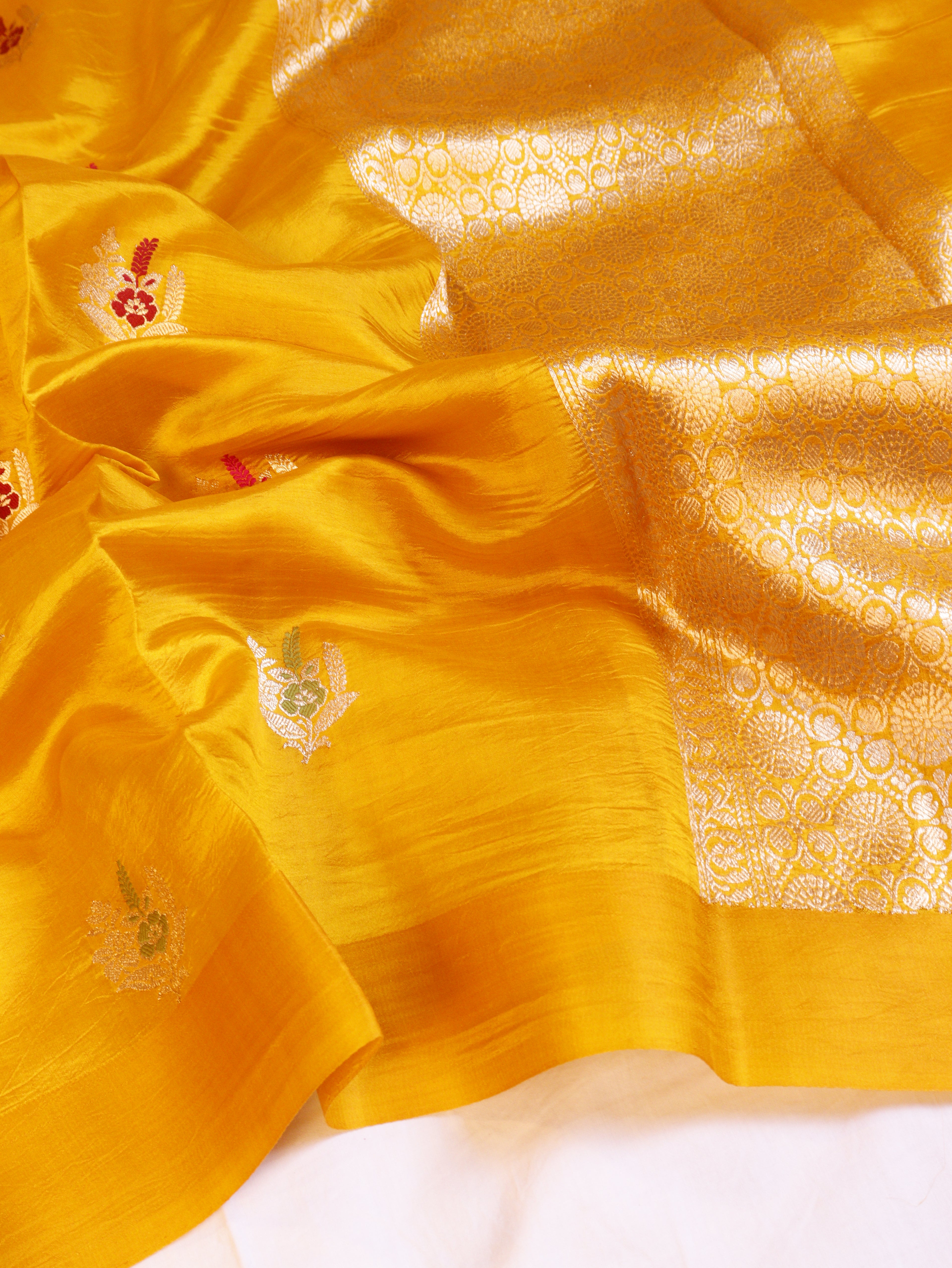 Banarasi Soft Katan Silk Handloom Saree – Yellow