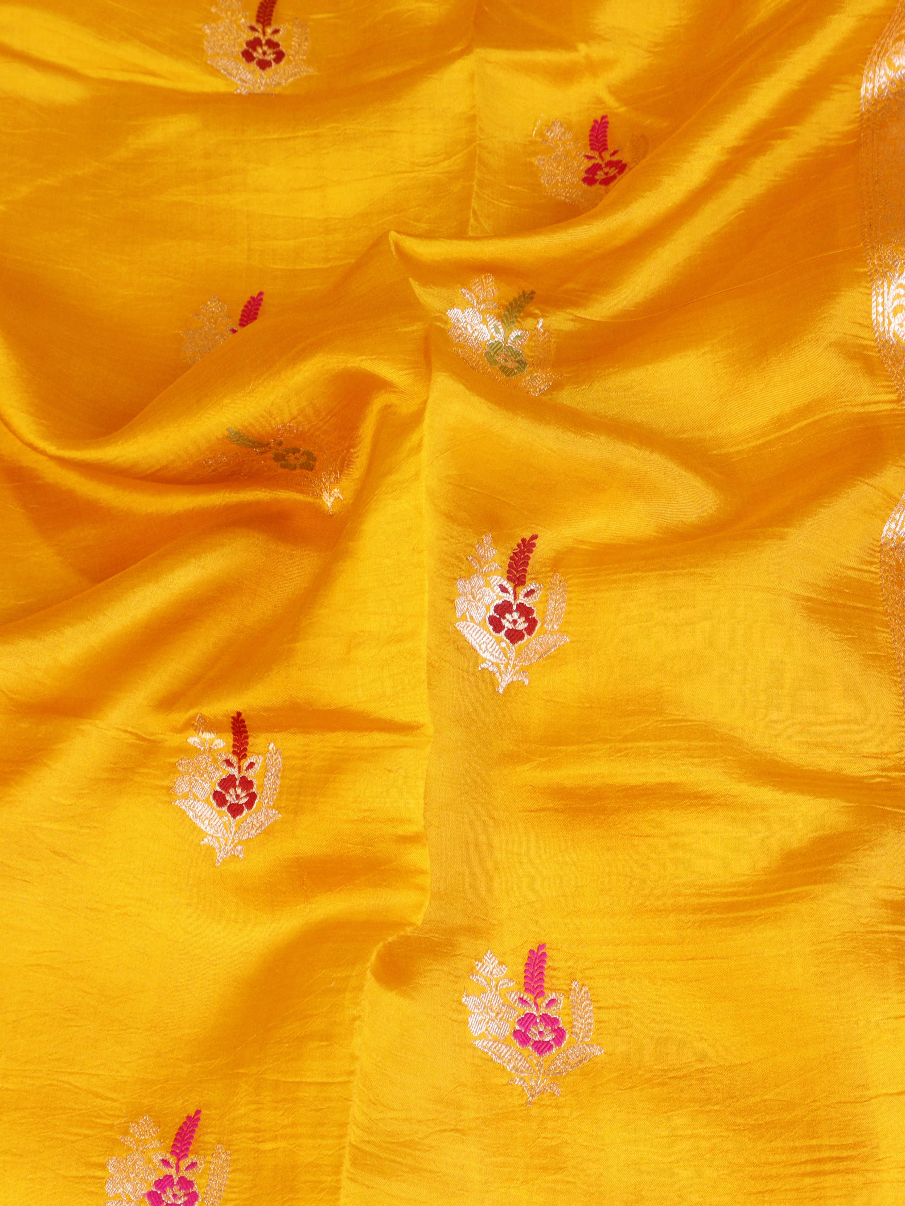 Banarasi Soft Katan Silk Handloom Saree – Yellow