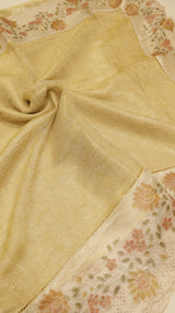 Handloom Crushed Tissue Saree With Cross-Stitched Border