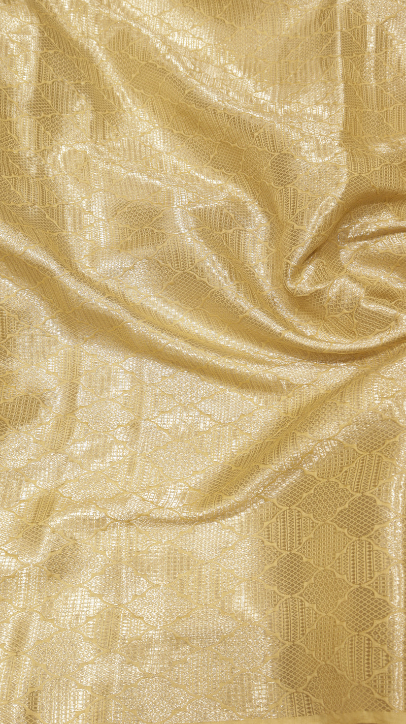 Handloom Crushed Tissue Saree With Cross-Stitched Border