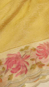 Handloom Crushed Tissue Saree With Cross-Stitched Border