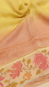 Handloom Crushed Tissue Saree With Cross-Stitched Border