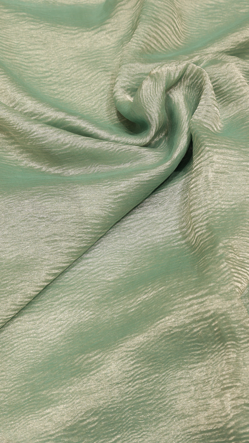 Handloom Crushed Tissue Saree With Cross-Stitched Border