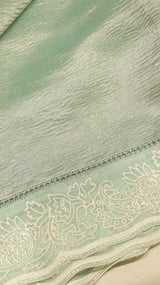 Handloom Crushed Tissue Saree With Cross-Stitched Border