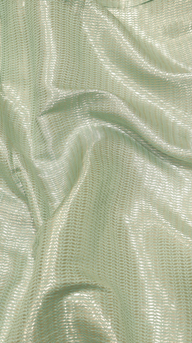 Handloom Crushed Tissue Saree With Cross-Stitched Border