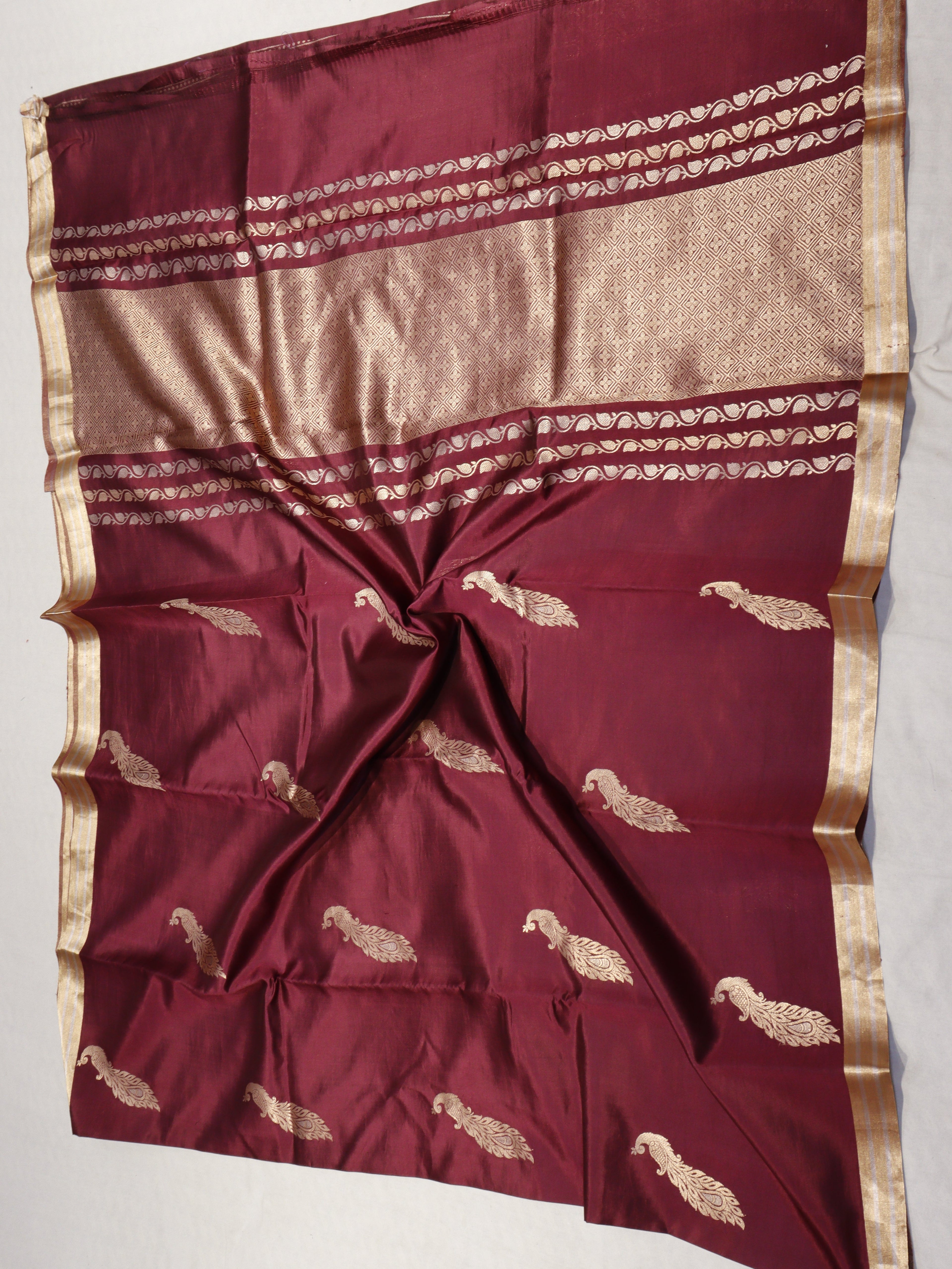 Banarasi Pure Soft Katan Silk Handloom Saree - Wine Maroon