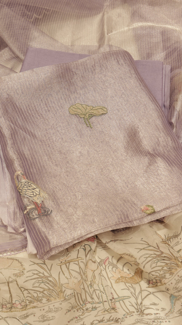 Hand Embroidered Banarasi Tissue Silk Suit