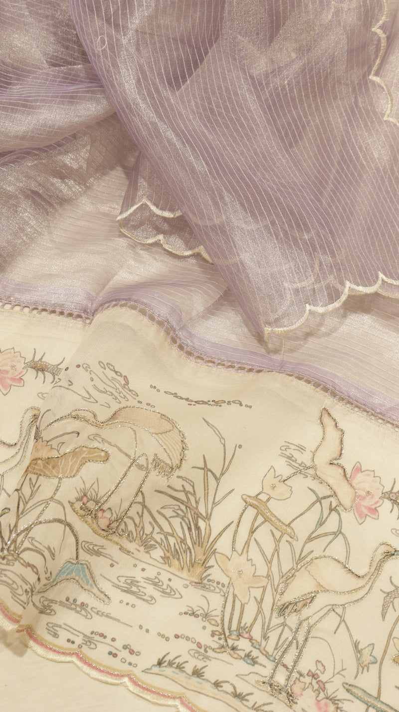 Hand Embroidered Banarasi Tissue Silk Suit
