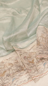 Hand Embroidered Banarasi Tissue Silk Suit