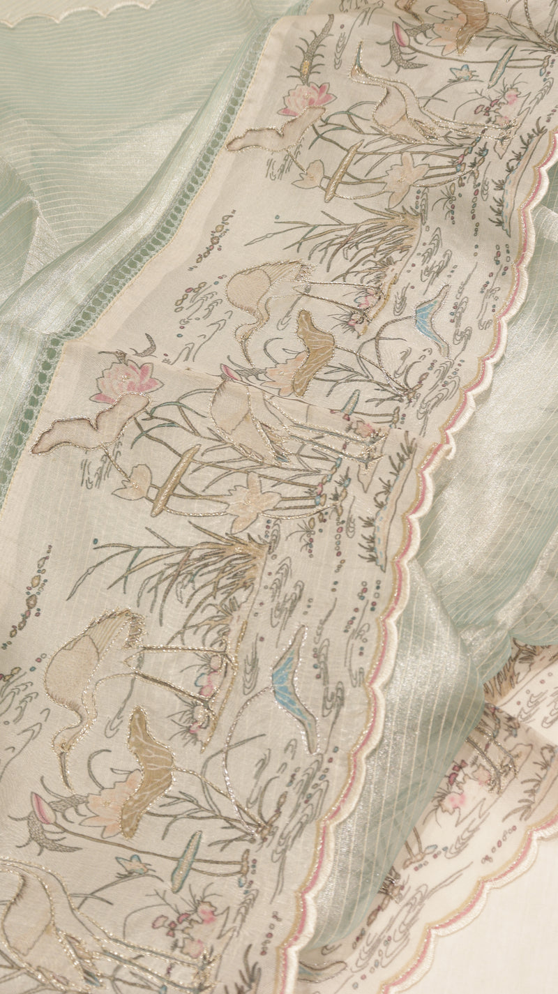 Hand Embroidered Banarasi Tissue Silk Suit