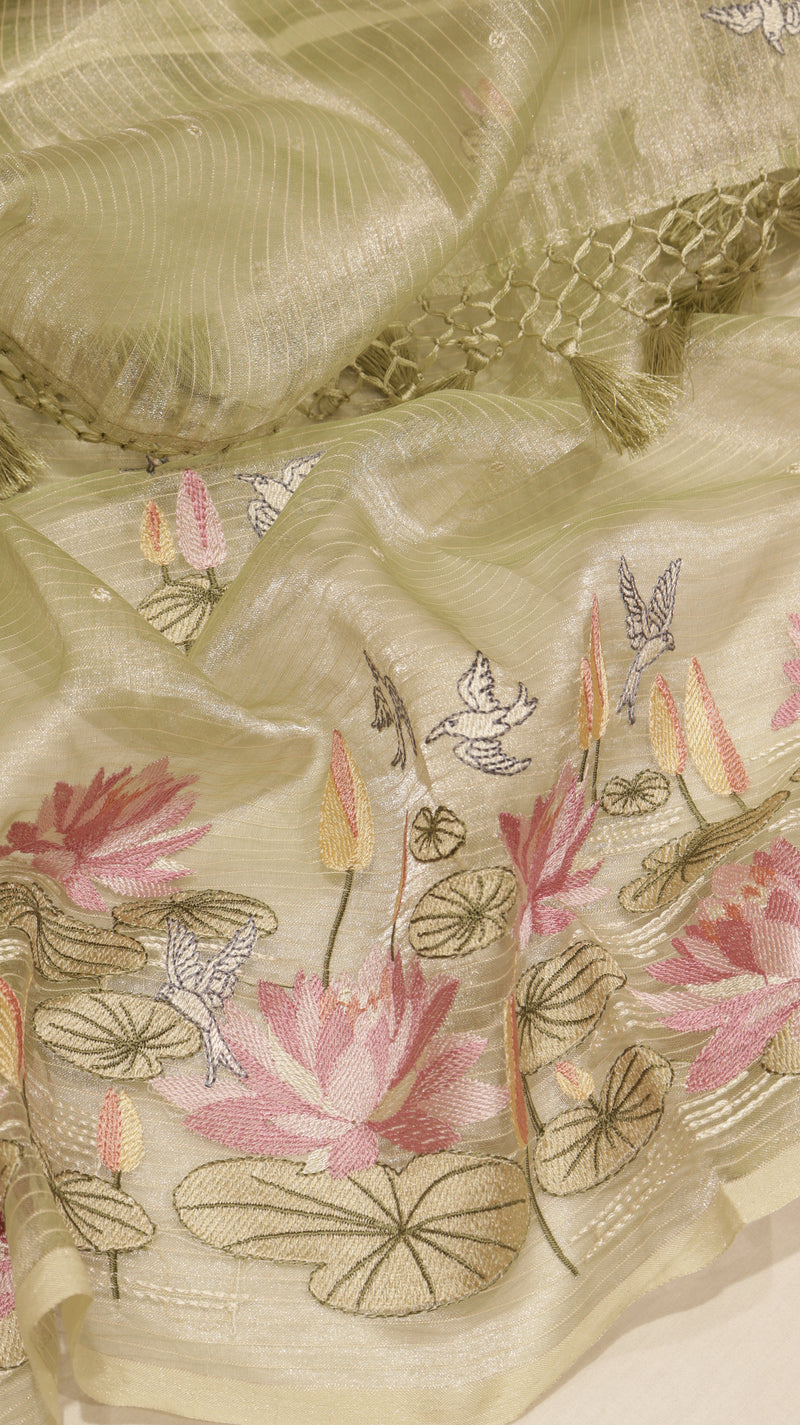Hand Embroidered Banarasi Tissue Silk Suit