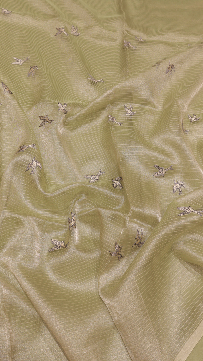 Hand Embroidered Banarasi Tissue Silk Suit