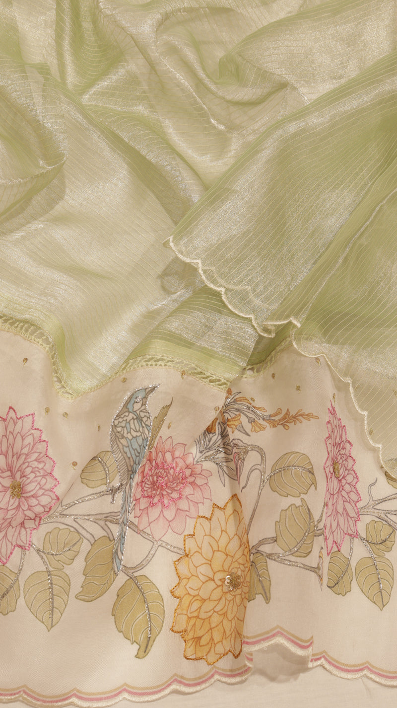 Hand Embroidered Banarasi Tissue Silk Suit