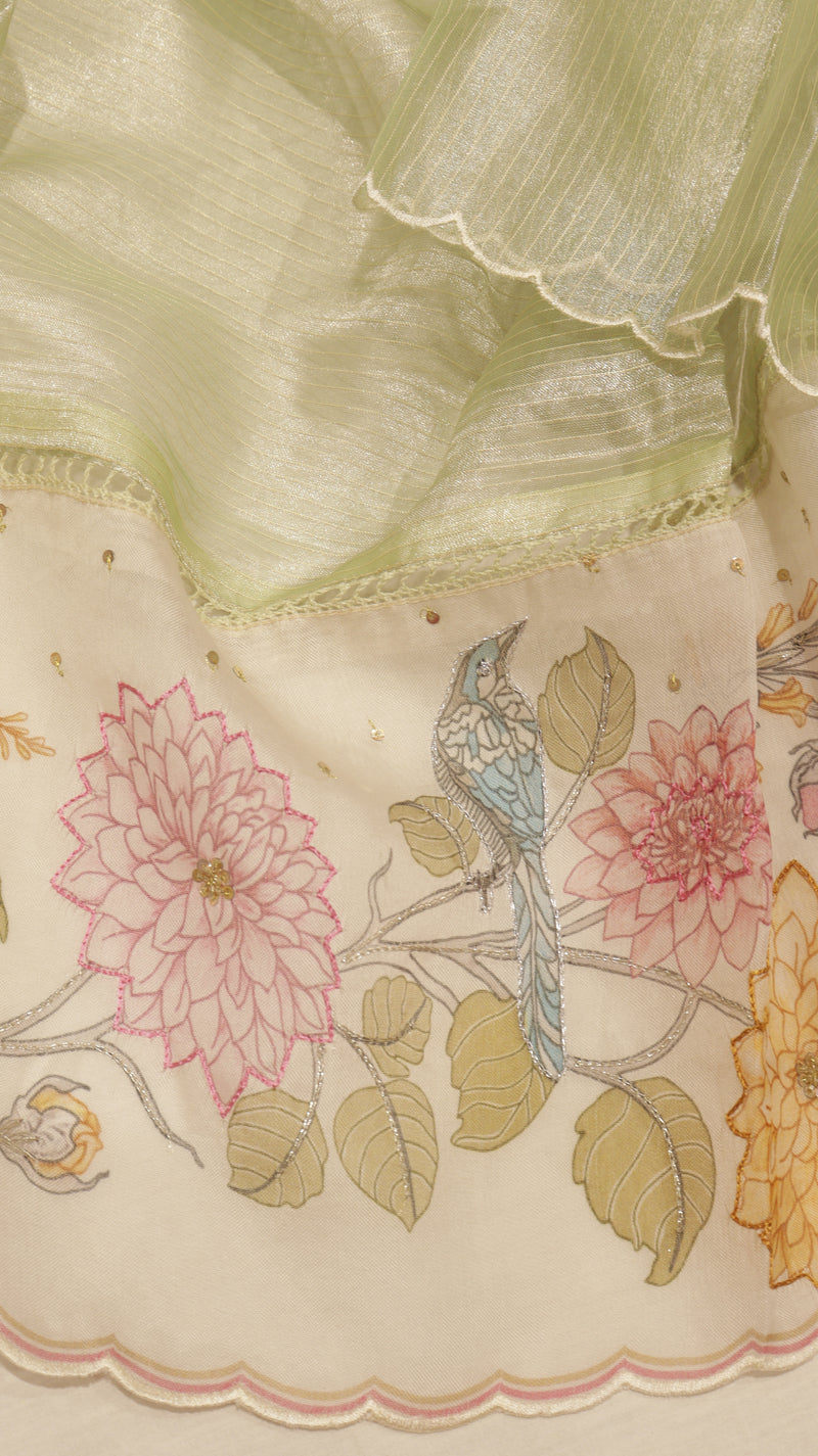 Hand Embroidered Banarasi Tissue Silk Suit