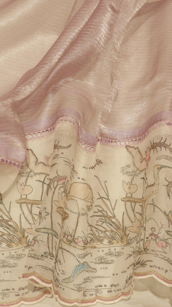 Hand Embroidered Banarasi Tissue Silk Suit