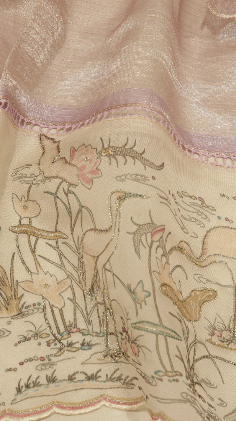 Hand Embroidered Banarasi Tissue Silk Suit