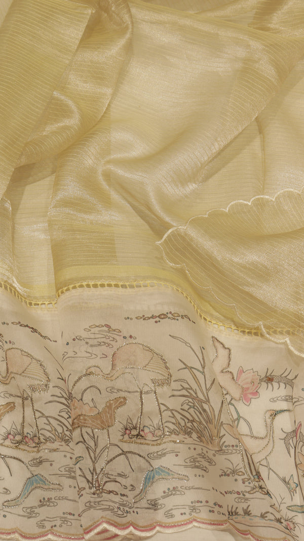 Hand Embroidered Banarasi Tissue Silk Suit