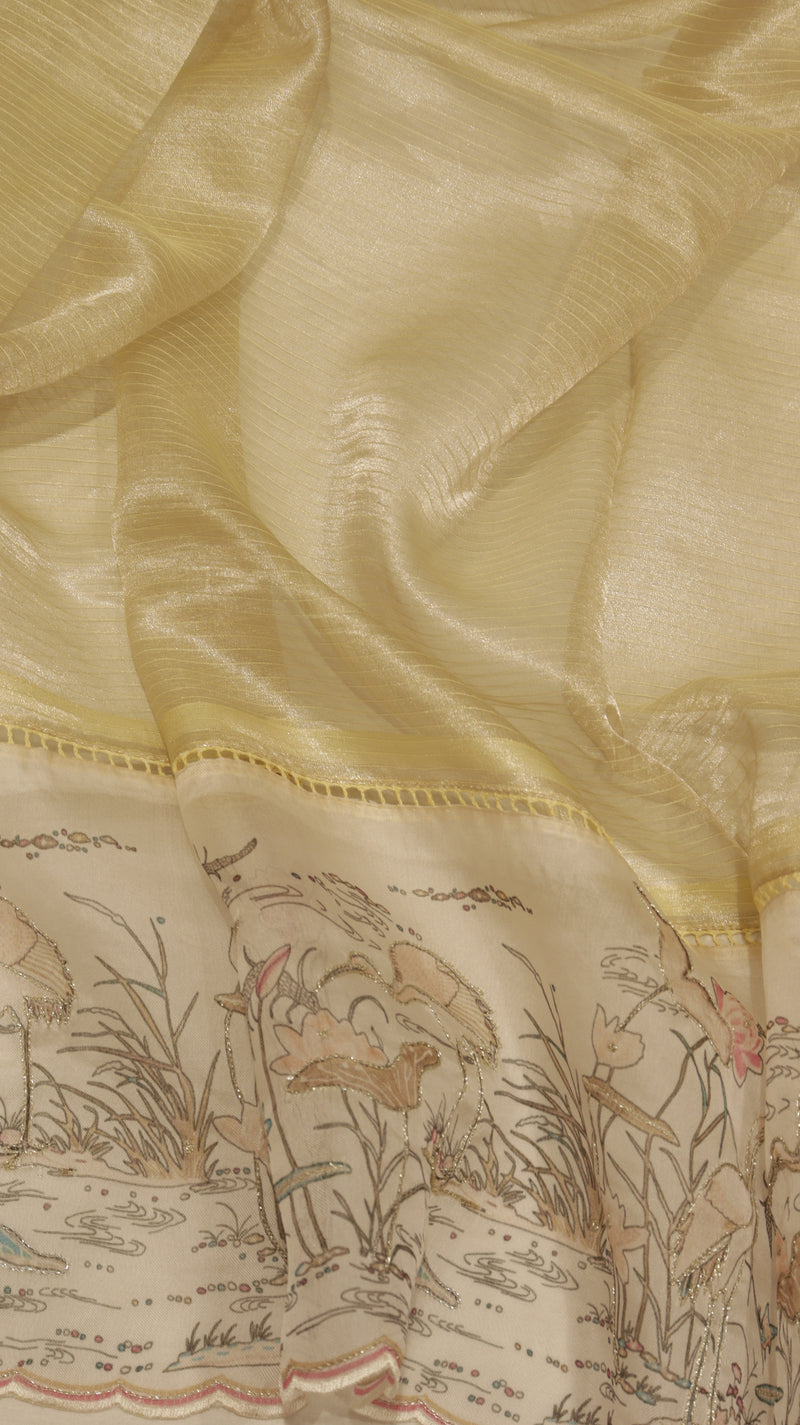 Hand Embroidered Banarasi Tissue Silk Suit