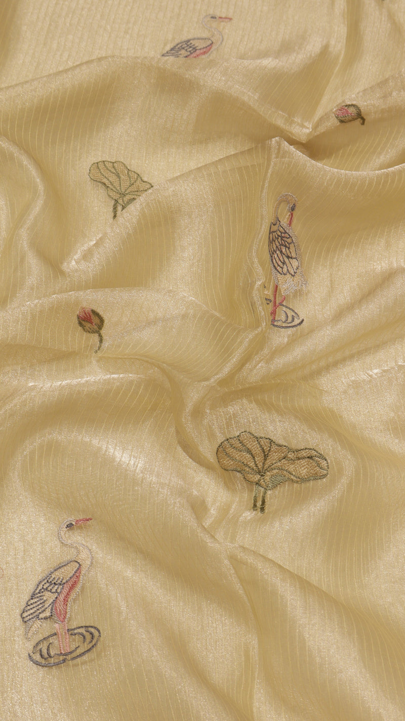 Hand Embroidered Banarasi Tissue Silk Suit