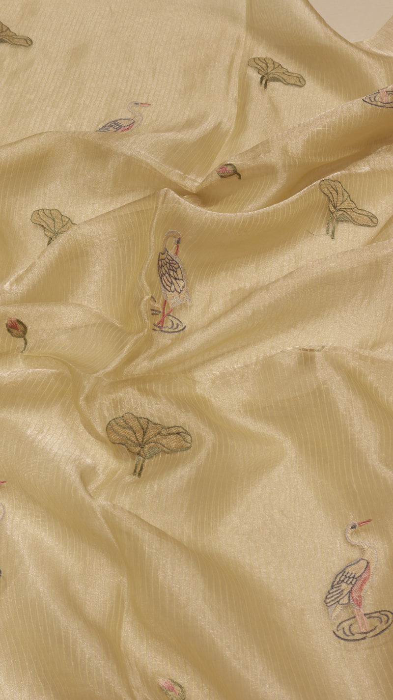 Hand Embroidered Banarasi Tissue Silk Suit