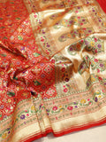 Banarasi Pure Katan Silk Patan Patola Handloom Dupatta - Red