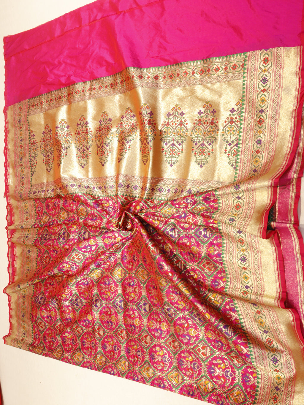 Banarasi Pure Katan Silk Patan Patola Handloom Dupatta - Pink
