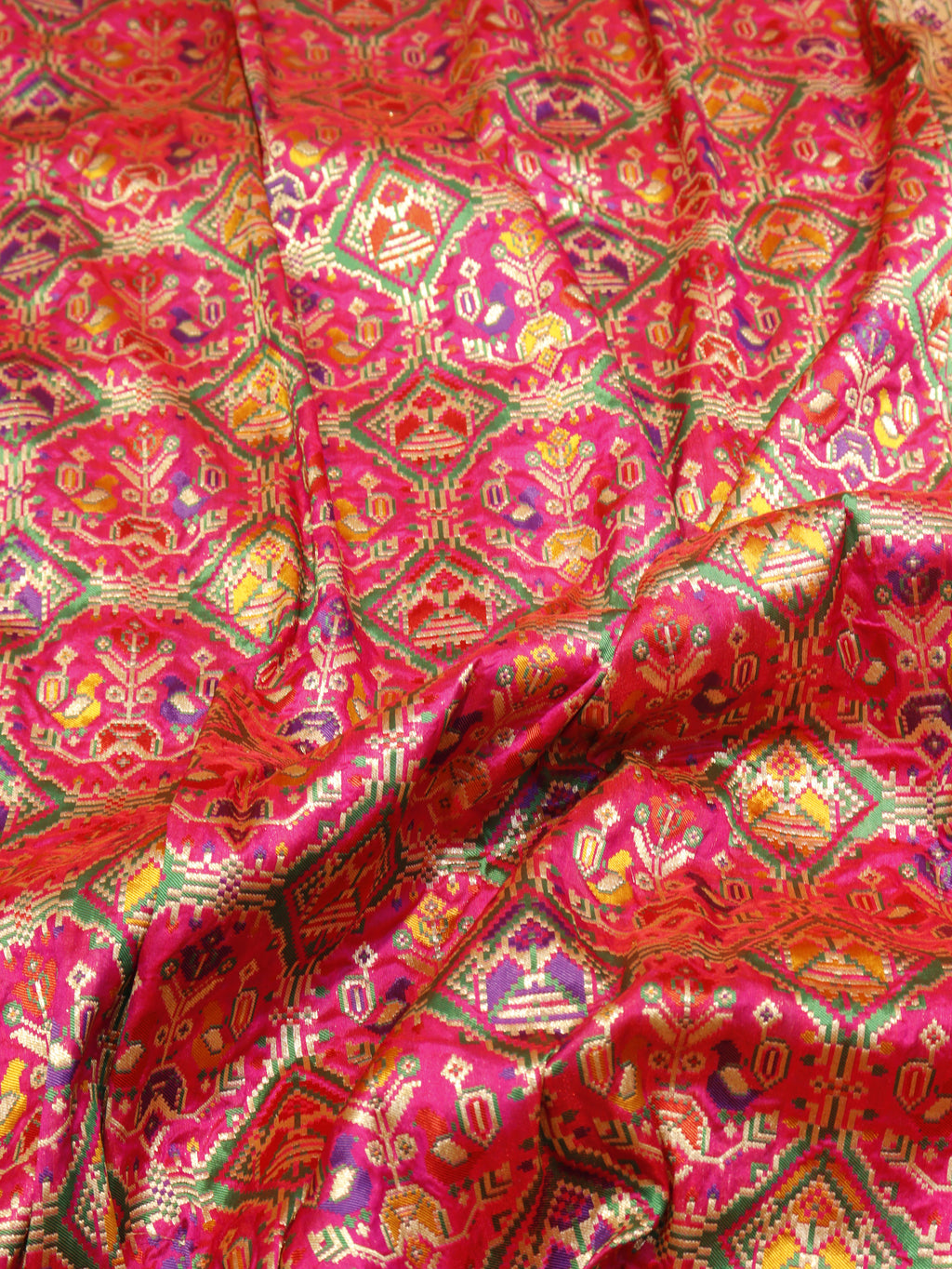 Banarasi Pure Katan Silk Patan Patola Handloom Dupatta - Pink