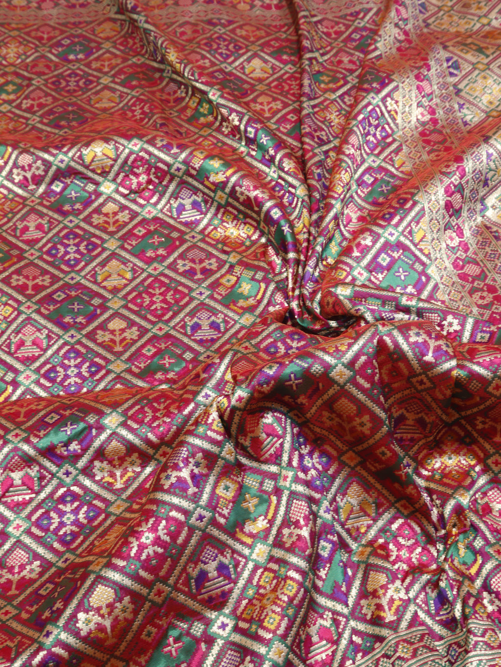 Banarasi Pure Katan Silk Patan Patola Handloom Dupatta - Pink