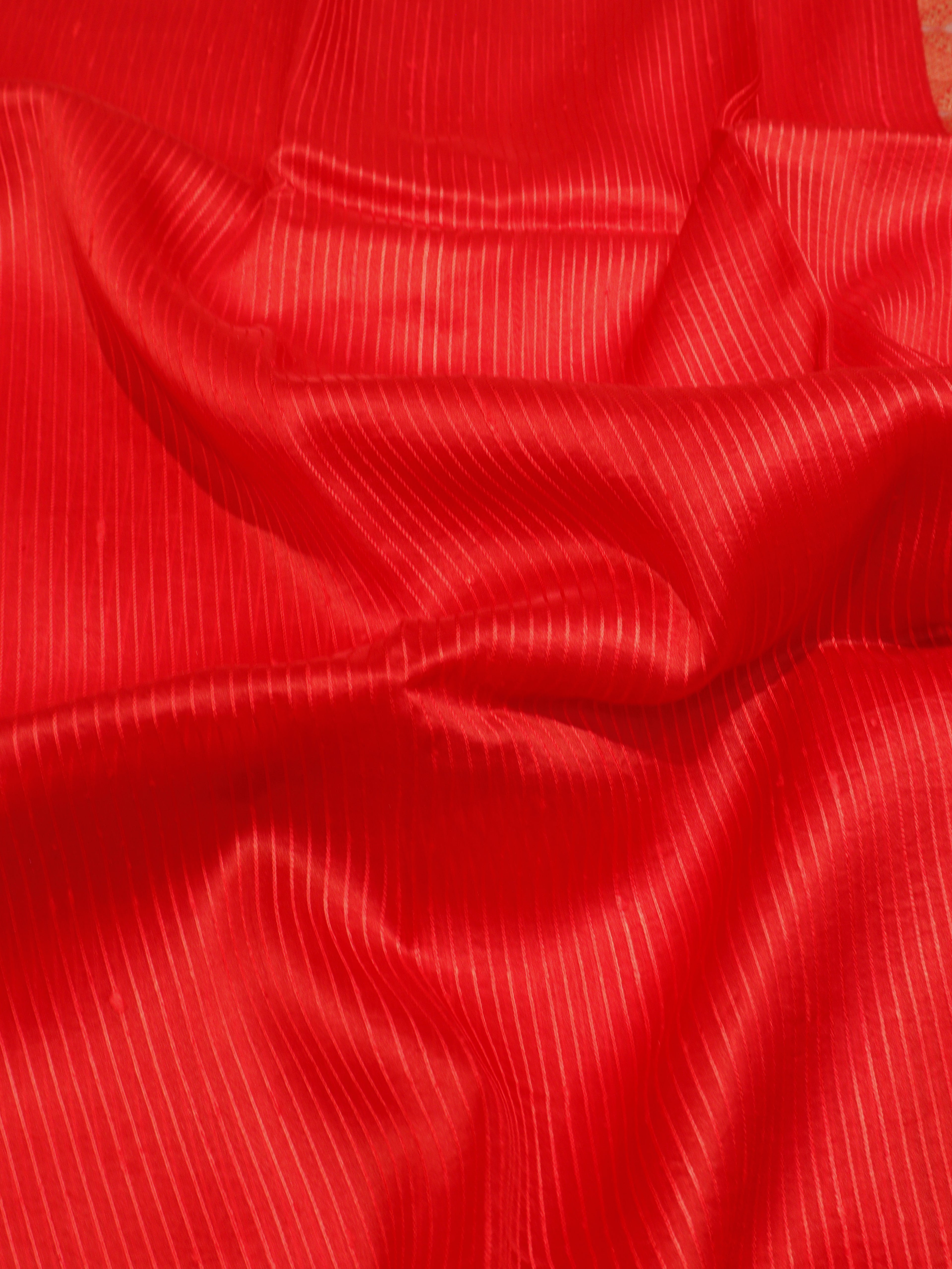 Banarasi Pure Kora Silk Handloom Saree - Red