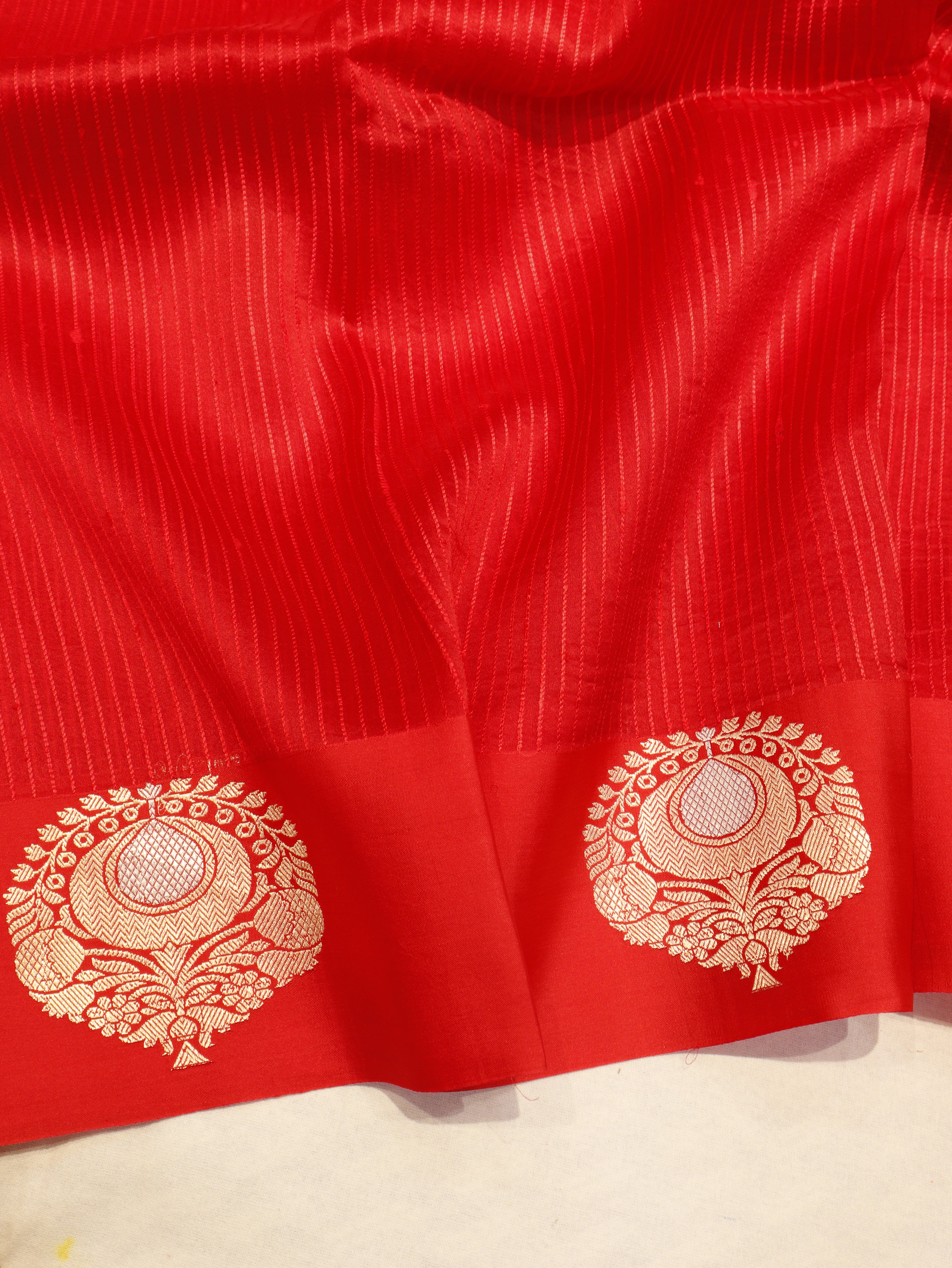 Banarasi Pure Kora Silk Handloom Saree - Red