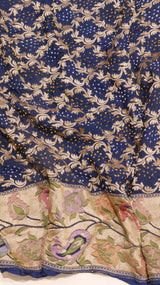 Handloom Pure Khaddi Georgette Bandhej Dupatta with Paithani Border