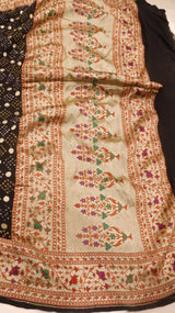 Handloom Pure Khaddi Georgette Bandhej Dupatta with Paithani Border