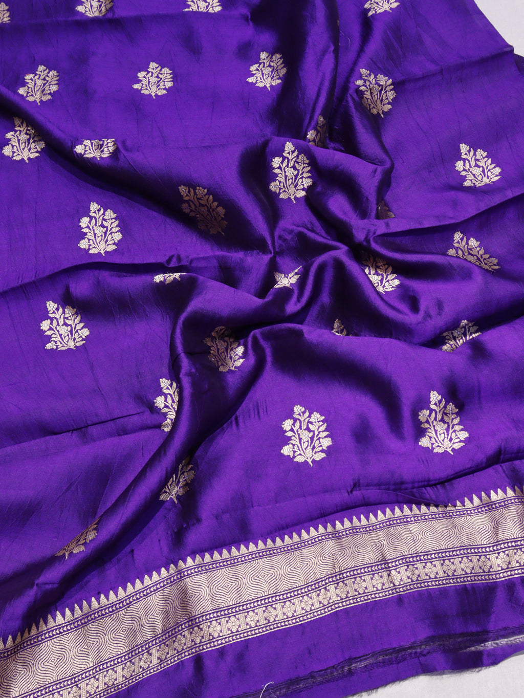Banarasi Pure Soft Katan Silk Suit with Kora Silk Dupatta - Purple